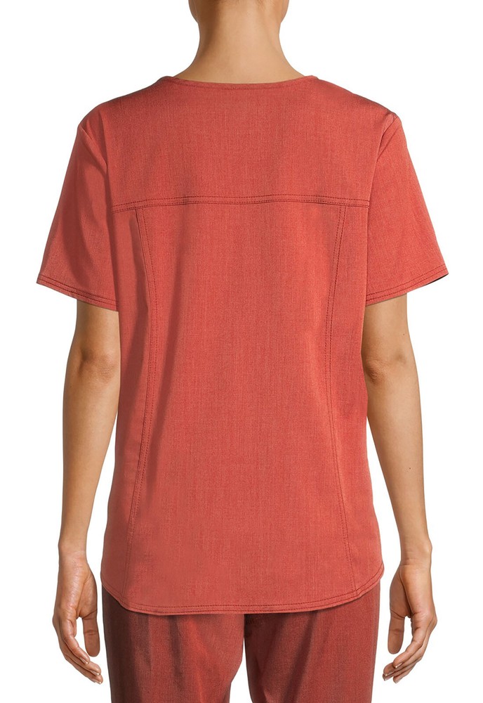 Scrubstar Premium Mock Wrap Top Small Heather Clay NWT