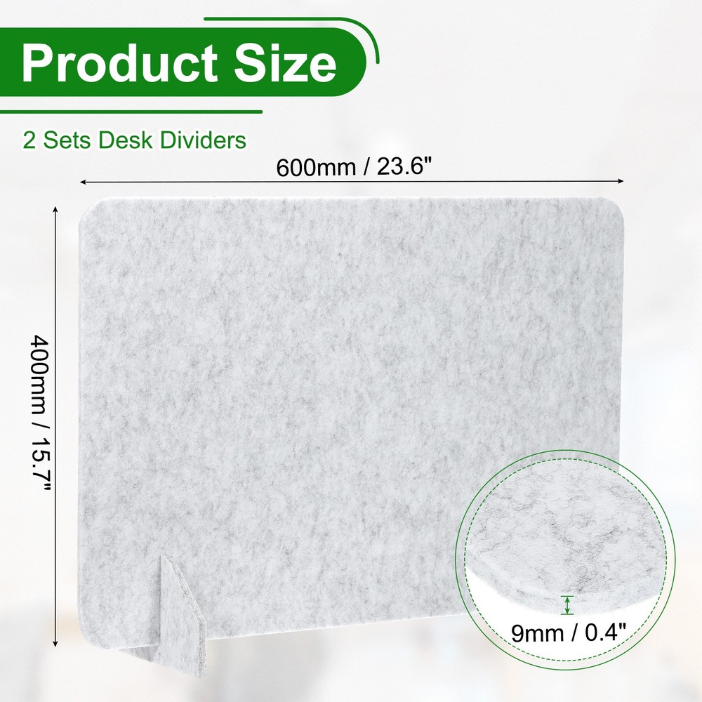 2 Set 24" x 16" Desk Divider Privacy Panel with 4Pcs Support Feet,Light Grey