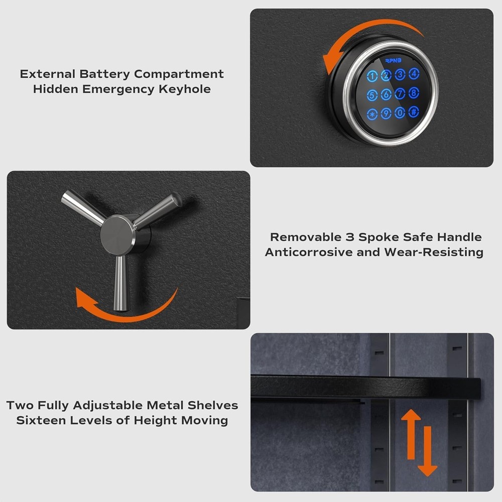 RPNB Deluxe Fireproof Safe Box, Digital Fire Proof Safe with Touch Screen