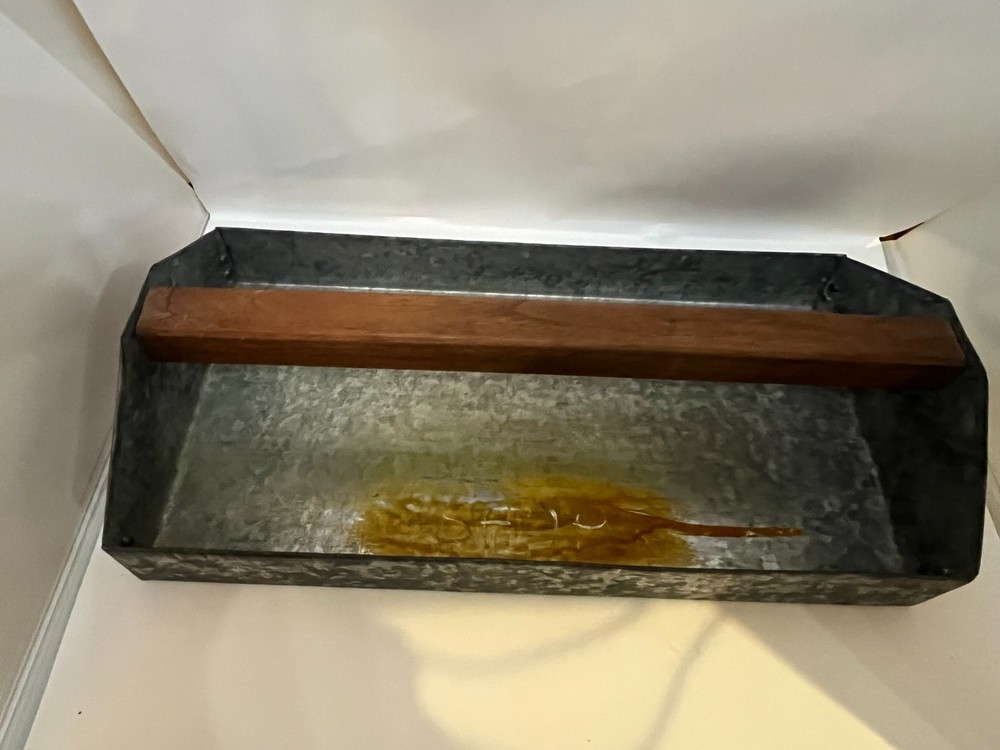 Vintage Galvanized Metal Tool Box with Wood Handle – Rustic Style 12 " Sturdy