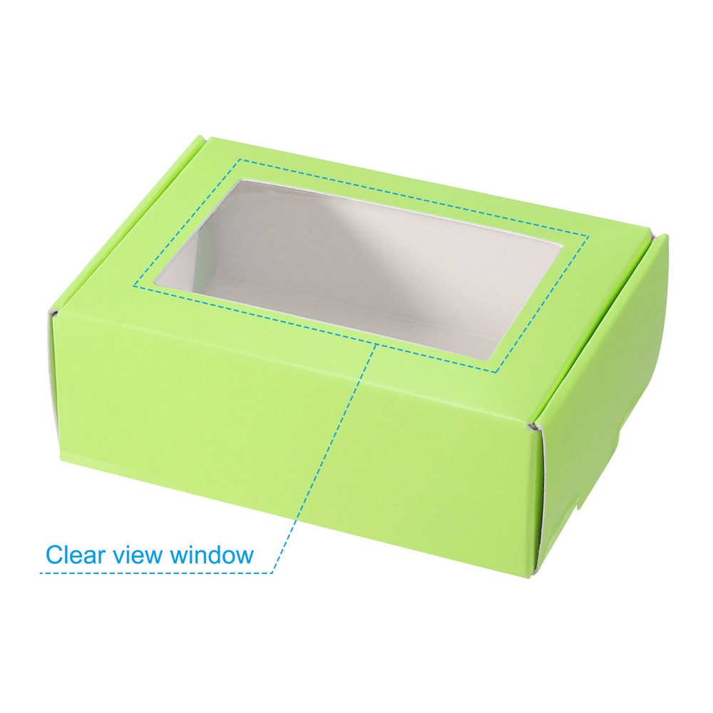 3.3x2.4x1.2" Paper Soap Box with Window, 20 Pack Soap Boxes Rectangle, Green