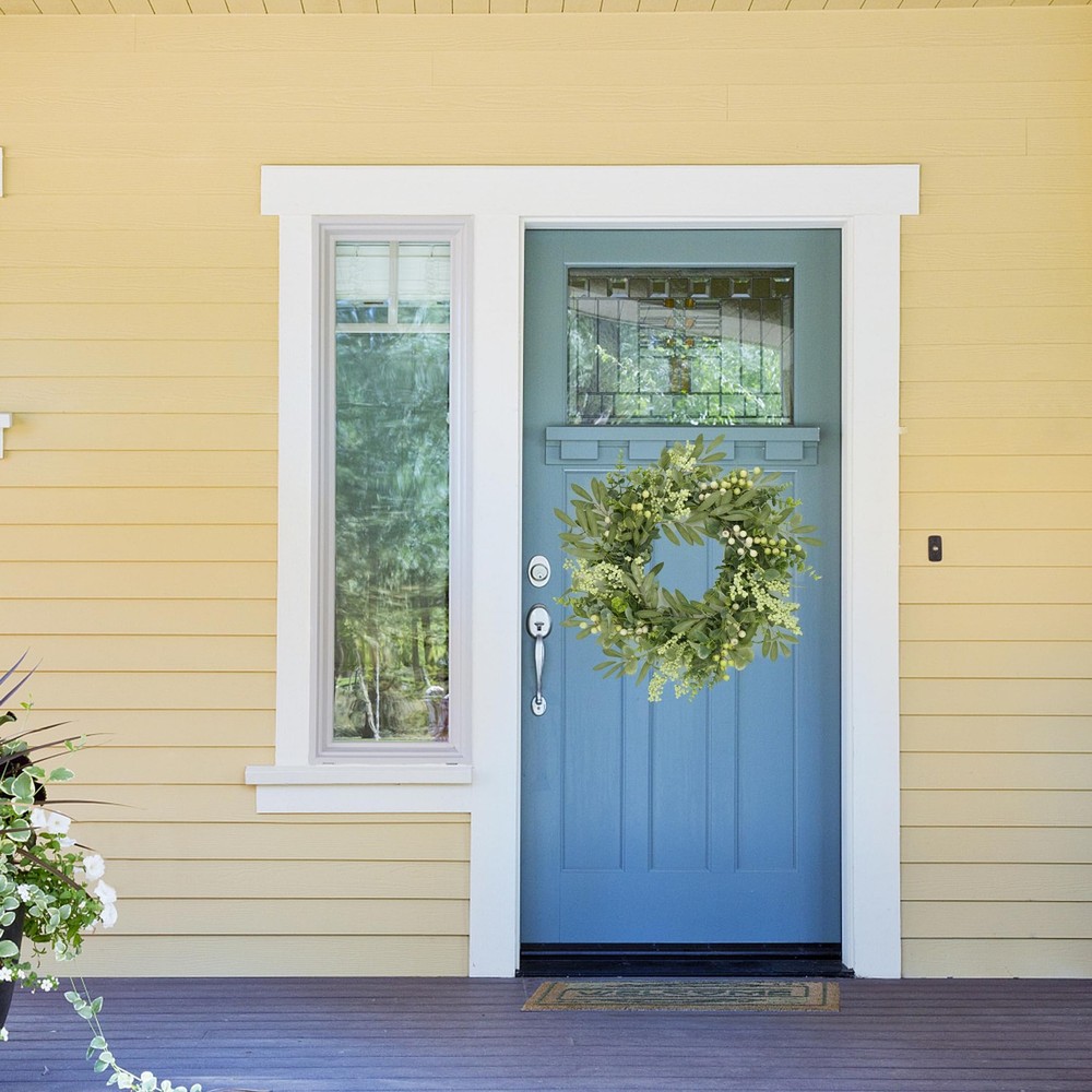 Green Eucalyptus Wreath Front Door Spring Summer Decor, Handmade 20" New