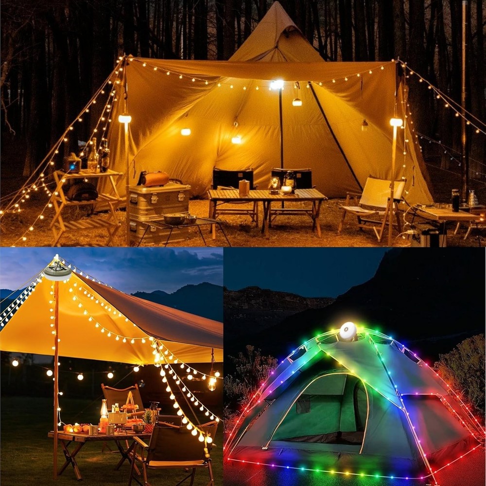 LED Camping String Lights 32.8FT - Weatherproof with USB Charging Capabilities