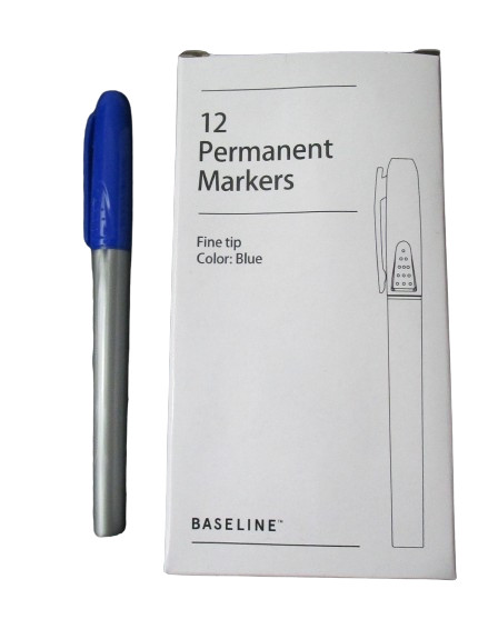 12 - Baseline Staples Fine Tip Blue Permanent Markers BL58129