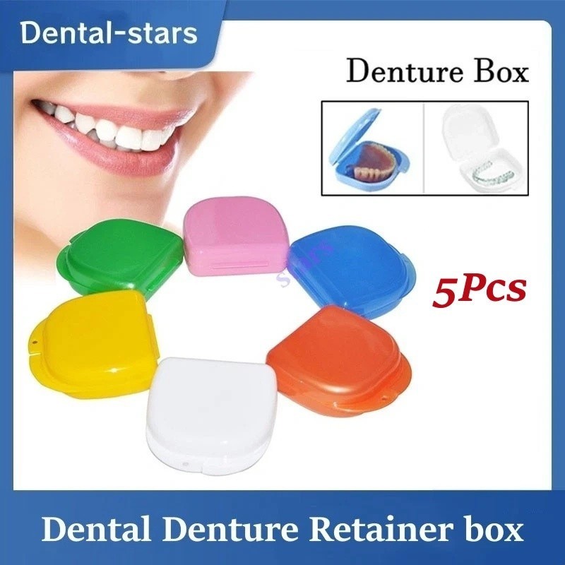 5Pcs Dental Denture Retainer Storage Case Box Mouthguard Container Assorted Box