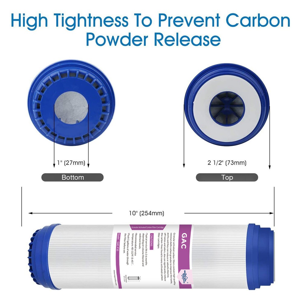 1-12Pack 10"x2.5" GAC Granular Activated Carbon Water Filter Whole House Replace