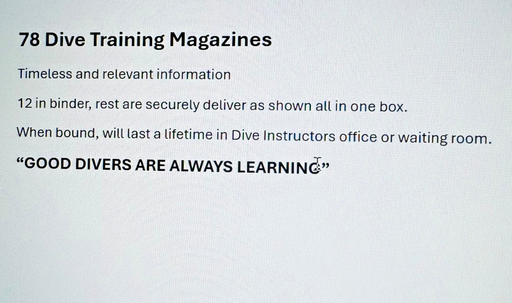 78 Dive Training Magazines "GOOD DIVERS ARE ALWAYS LEARNING"