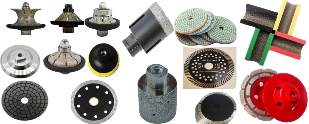 Stone Fabrication Tools Diamond Router Bit Core Drill Polishing Pads Granite