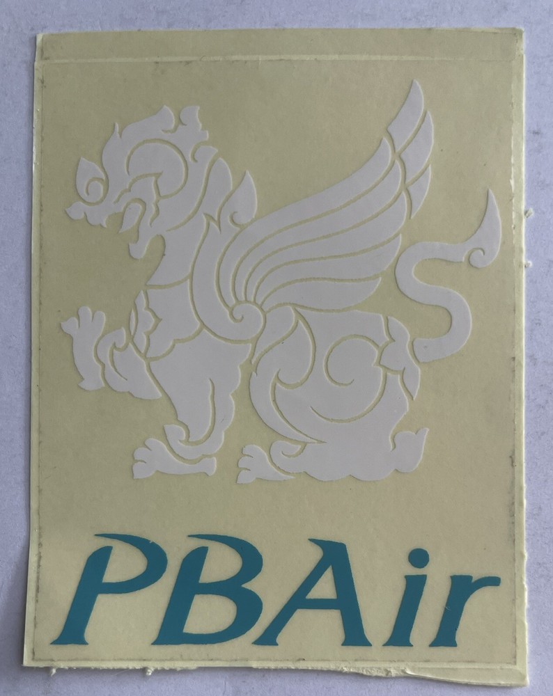PBair Thai Airlines Rectangular Clear Plastic Sticker - Griffin Logo in White