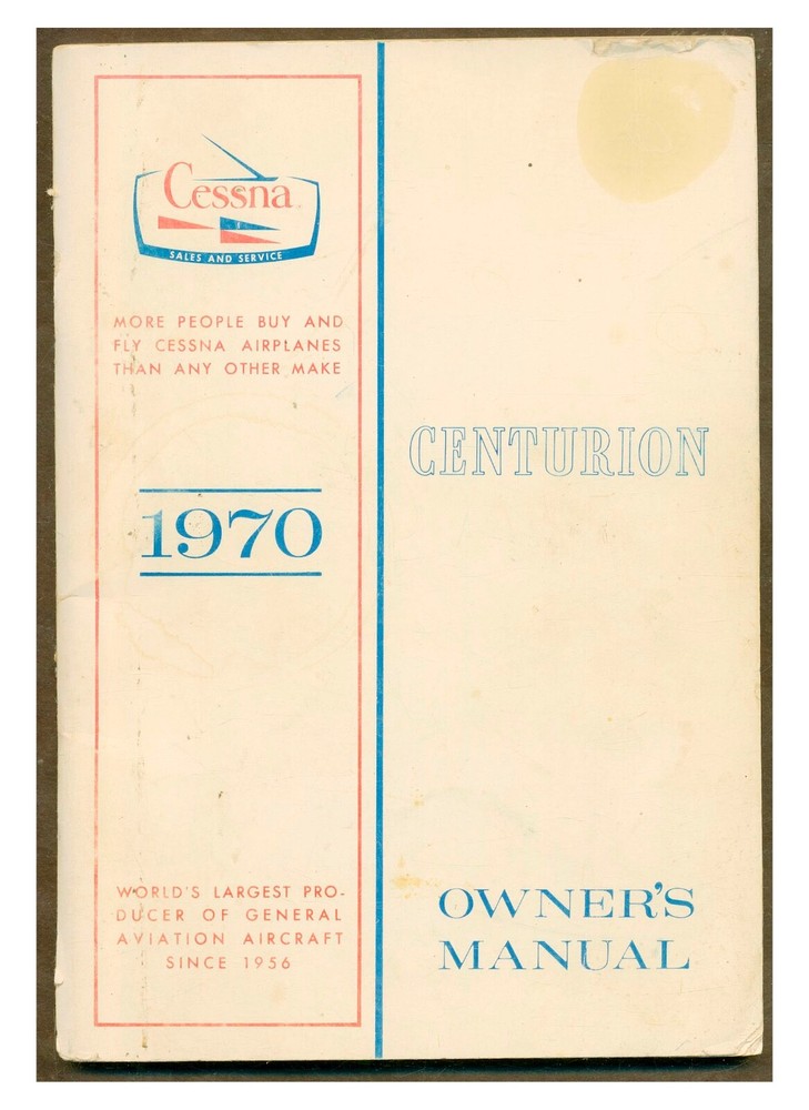 1970 Cessna Centurion Owner's Manual   AVN