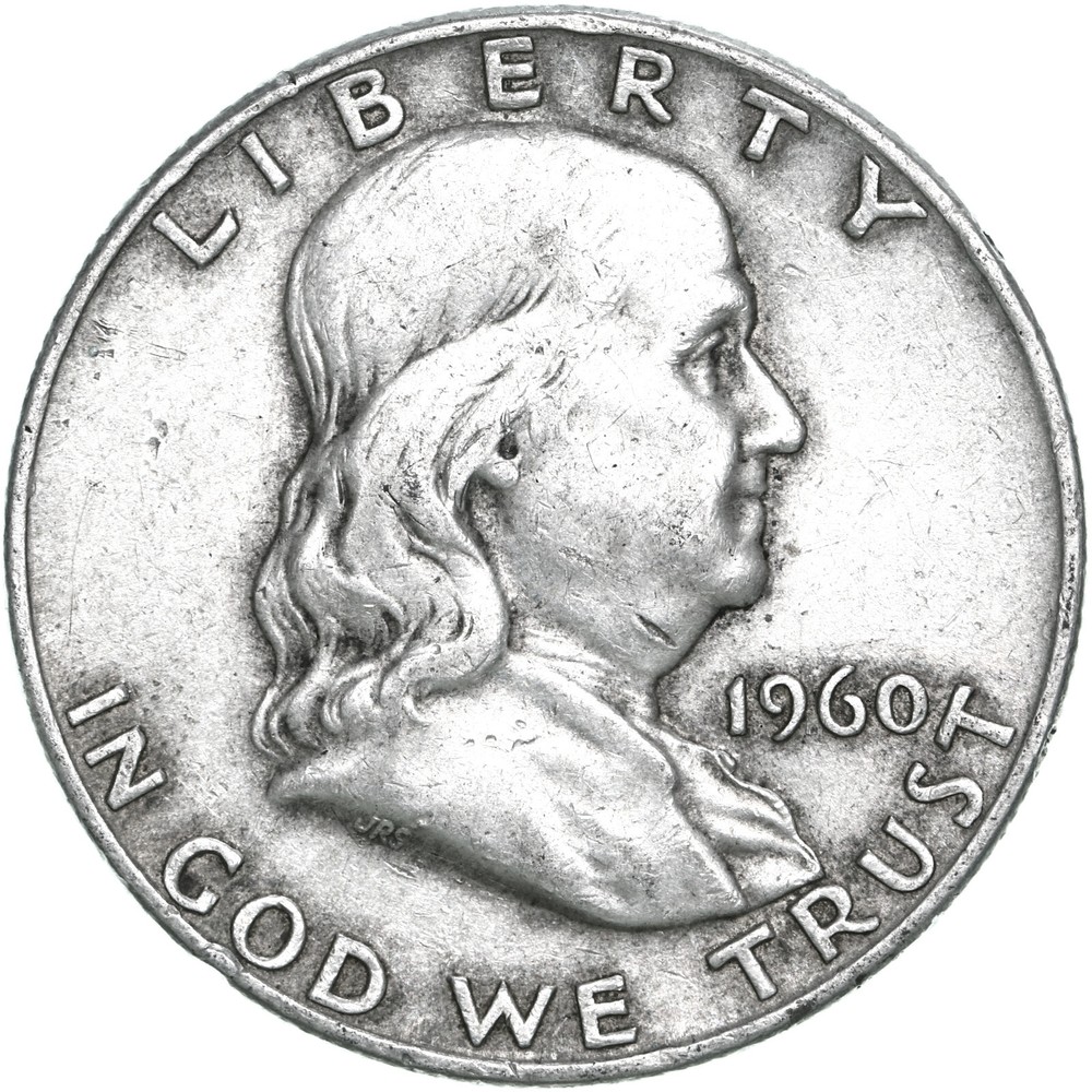 1960 D Franklin Half Dollar 90% Silver Very Fine VF