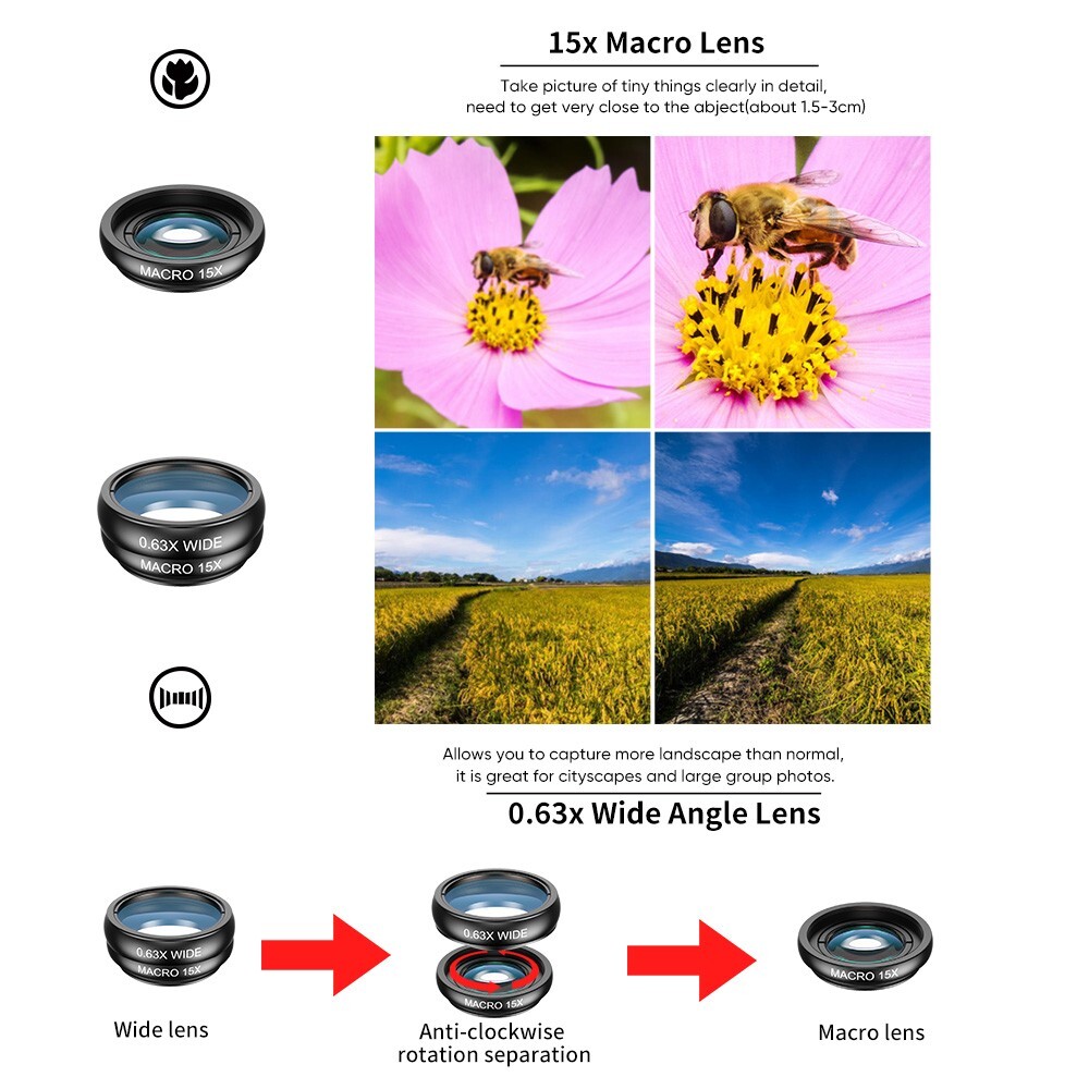 10 in 1 Phone Lens Set for iPhone / Samsung / Google