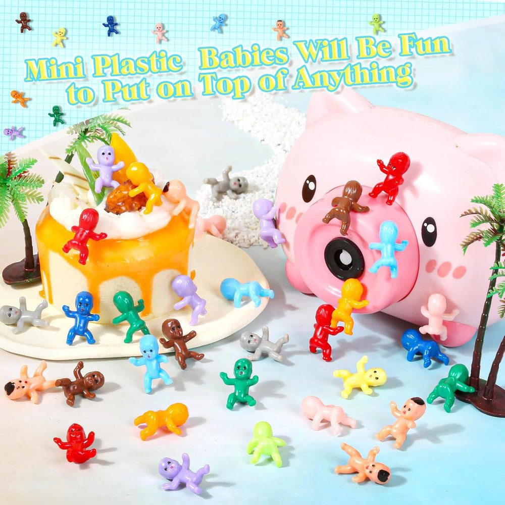 120Pcs Mini Plastic Babies, Tiny Plastic Baby Figurines Small King Cake Babies B