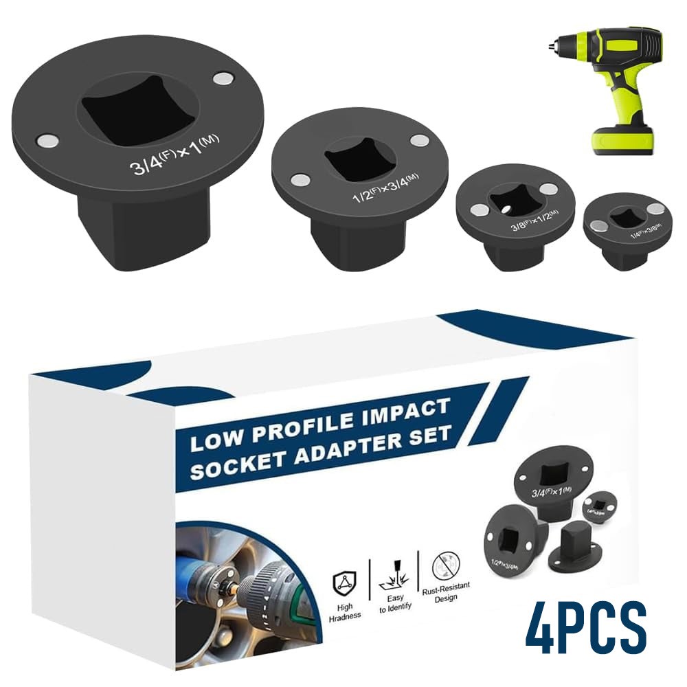 Low Profile Impact Socket Adapter Set Drive Ratchet Adapter Set for Tight Spaces