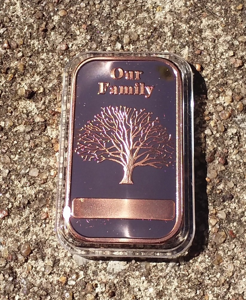 One ounce Copper Family Tree ingot bar