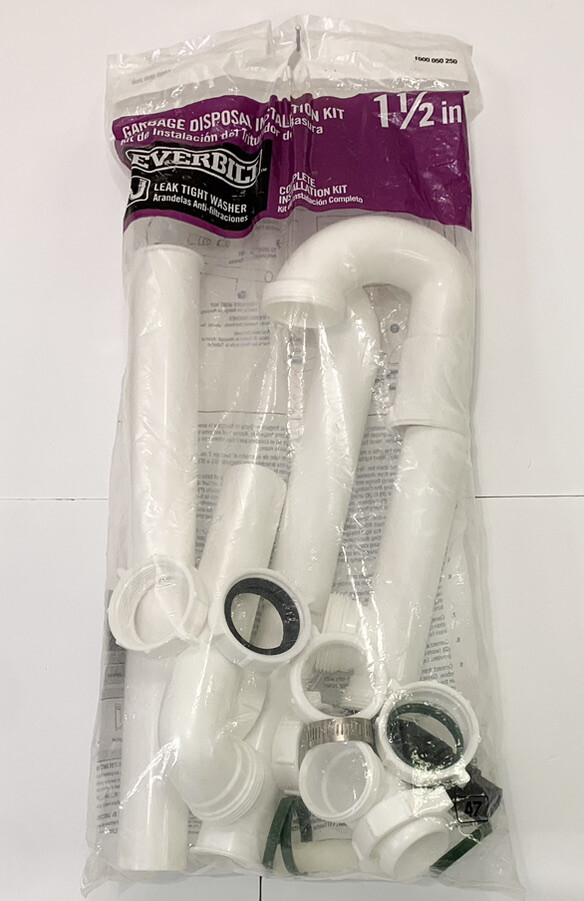 NEW Everbilt 1-1/2 In. White Plastic Garbage Disposal Install Kit