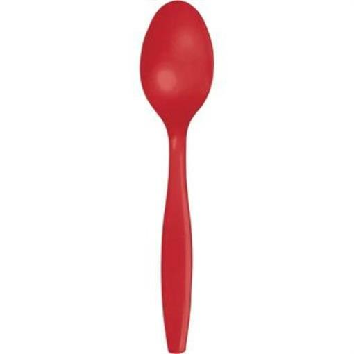 Red Heavy Duty Plastic Spoons 24 Per Pack Tableware Decorations Party Supplies