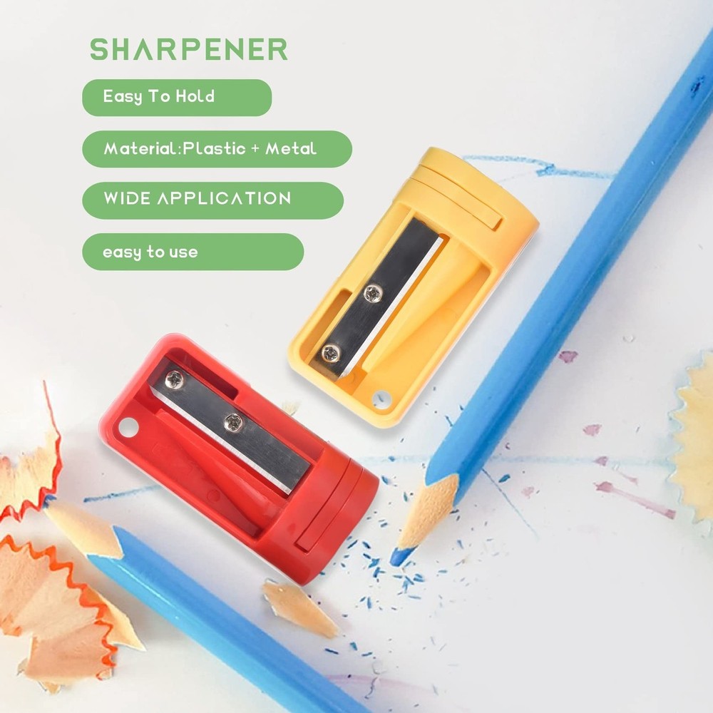 Carpenter Pencil Sharpener- 4 Pack Manual Pencil Sharpener for Flat Carpenter...