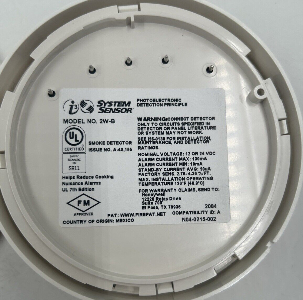 System Sensor 2W-B Smoke Detector 2-Wire White