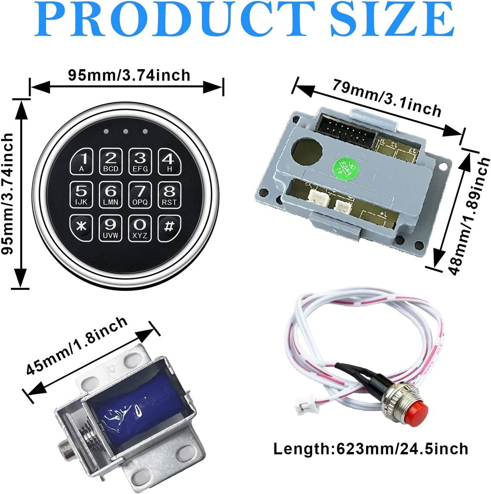Gun Safe Lock Replacement Chrome Keypad Solenoid Safe Electronic Lock OPEN BOX