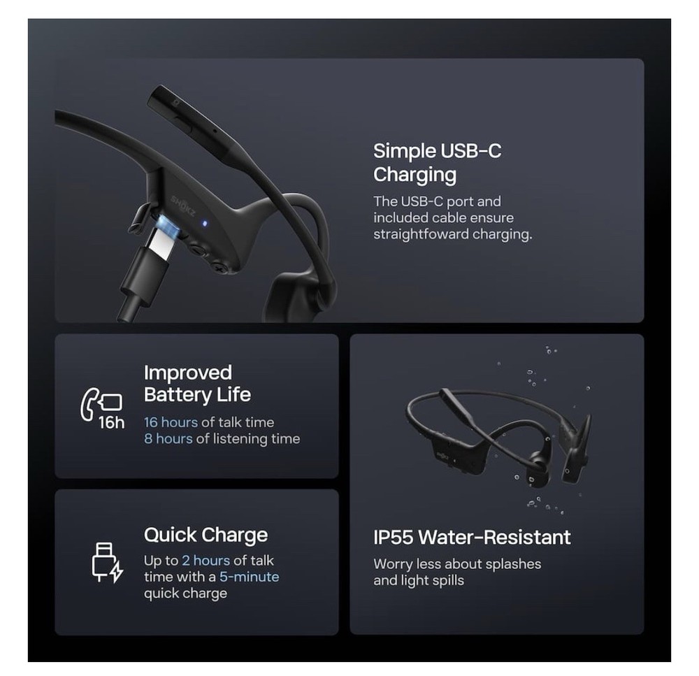 SHOKZ OpenComm 2 Stereo Bone Conduction Bluetooth Headset - NEW & SEALED