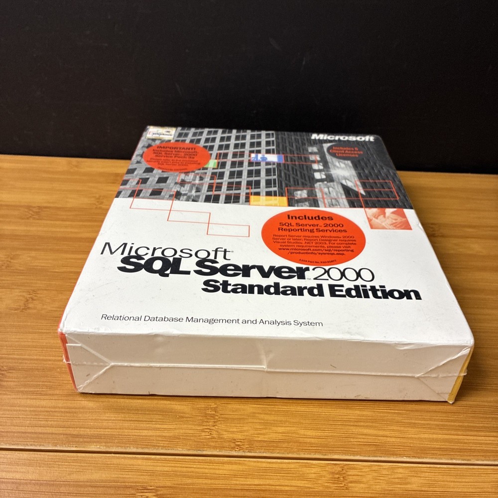 Microsoft SQL Server 2000 Standard Edition (includes 5 Client Access) New Sealed