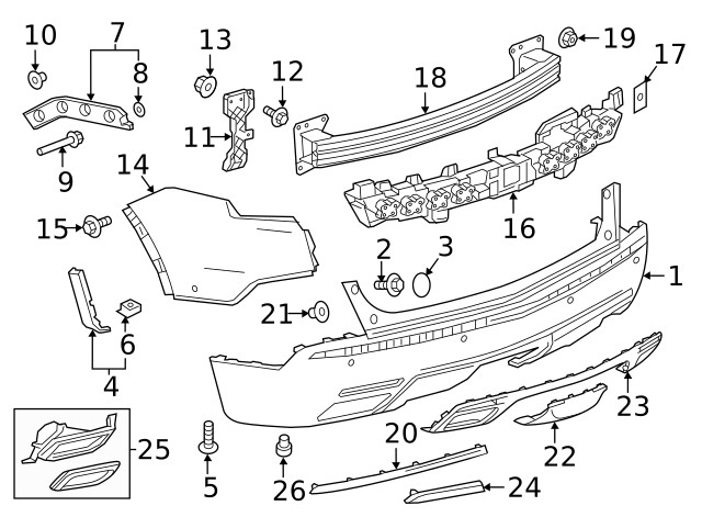 Genuine GM Black Rear Bumper Valance Panel 84227248