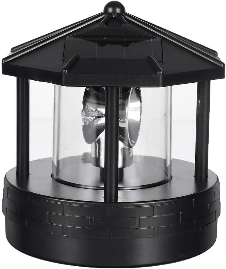 Solar Lighthouse 360 Degree Rotating Led Black, Red