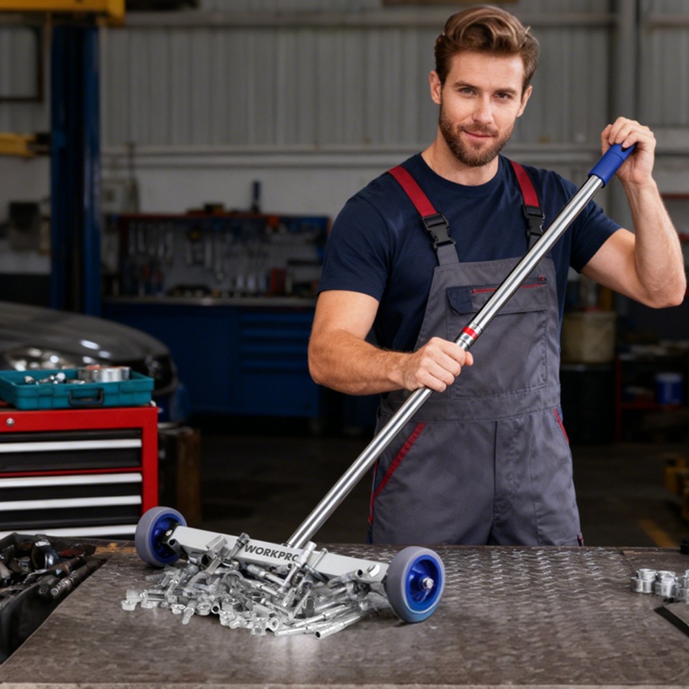 Heavy Duty Magnetic Pickup Tool 17" Rolling Sweeper Telescoping AdjustableHandle