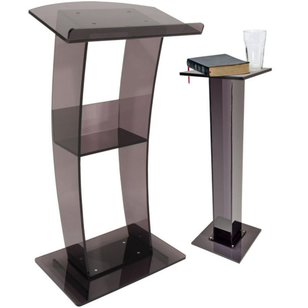 Kingdom Modern & Functional C-Style Lectern & Acrylic Side Stand Bundle
