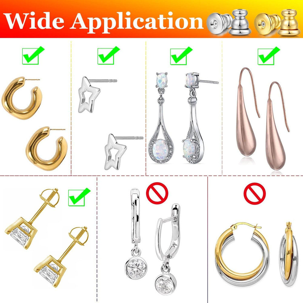 Earring Backs for Studs,18K Gold Bullet Earring Backs Replacements for Studs