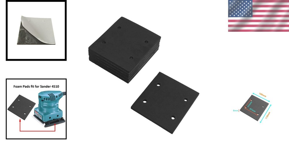 Medium Grit 6-Pack Foam Sander Replacement Pads - Self Adhesive Design