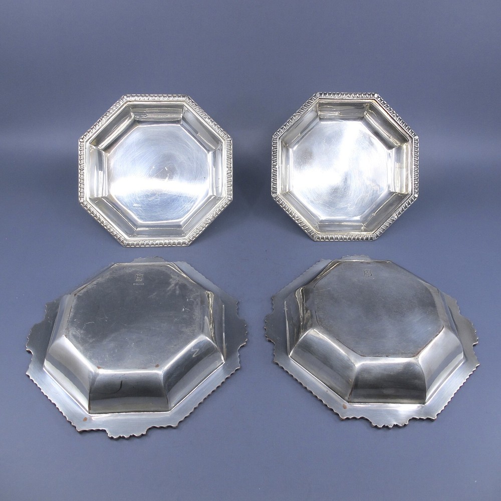 c1912 Barker Ellis 6.25"Small Pair Octagonal Covered Side Serving Dishes Entree