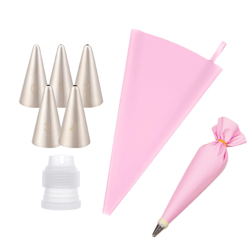 7-Piece Cookie Decorating Tips Set with 5 Writing Tips Coupler Pastry Bag