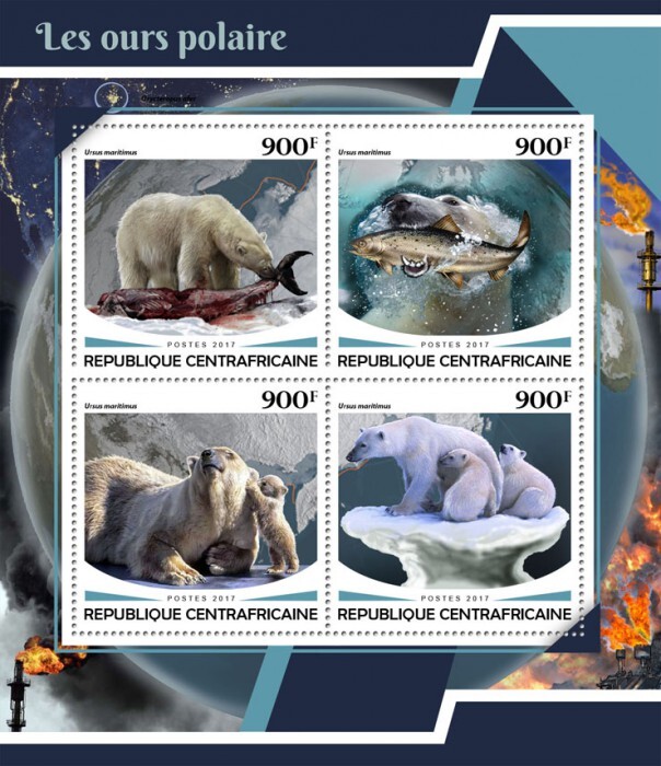 2017 Centrafrique - Polar Bears. Y&T  Code: 5253-5256. Michel Code: 7350-7353