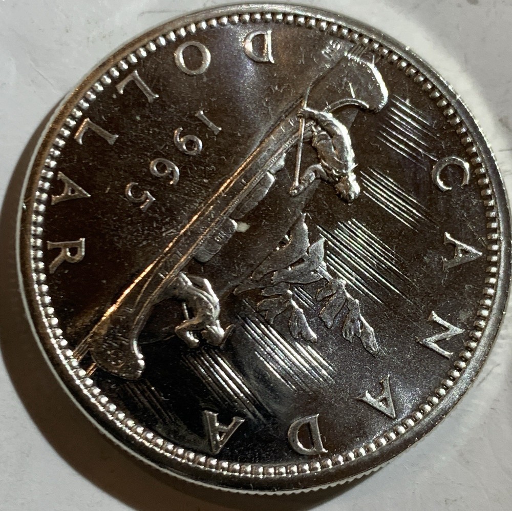 1965 CANADA PROOF SILVER DOLLAR, SUPER BRILLIAN