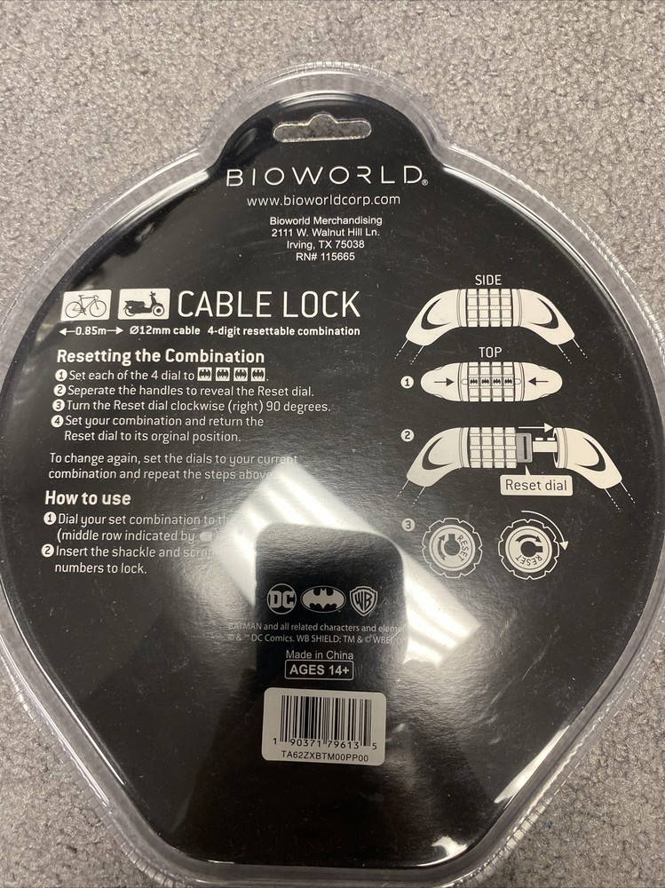 Bioworld Batman Bicycle Cable Lock