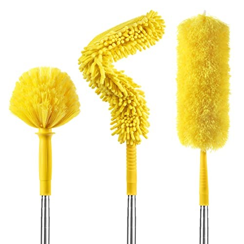17FT Extendable Duster with 2-9 ft Extension Pole for High Ceilings, Cobweb