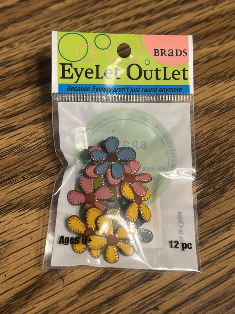 Eyelet Outlet Shape Brads 12/Pkg Stitched Flowers Fall Brads