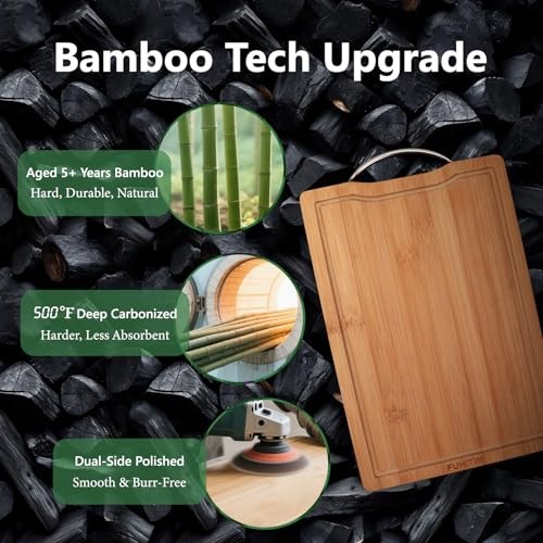 Bamboo Cutting Board, Wooden Cutting Boards for Kitchen with Double Sided Deep