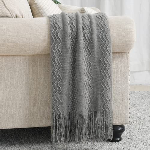 Greyish Throw Blanket 50x60 Inches Throw Textured Solid Soft 50"x60" Dark Grey