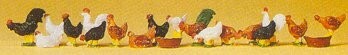 Preiser 14168 HO Scale Animals -- Chickens pkg(18)