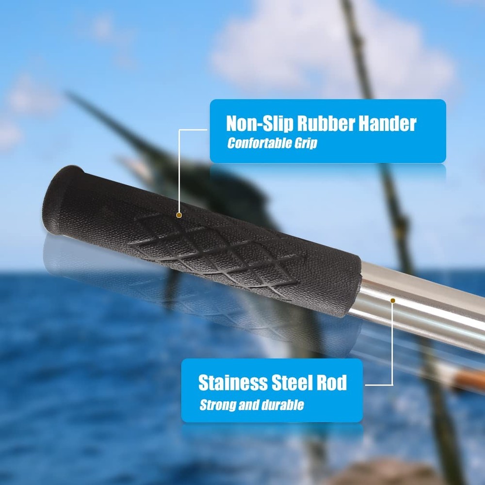 Dutiplus Telescopic Fish Gaff with Replaceable 3-Tooth Harpoon, 55" Stainless St
