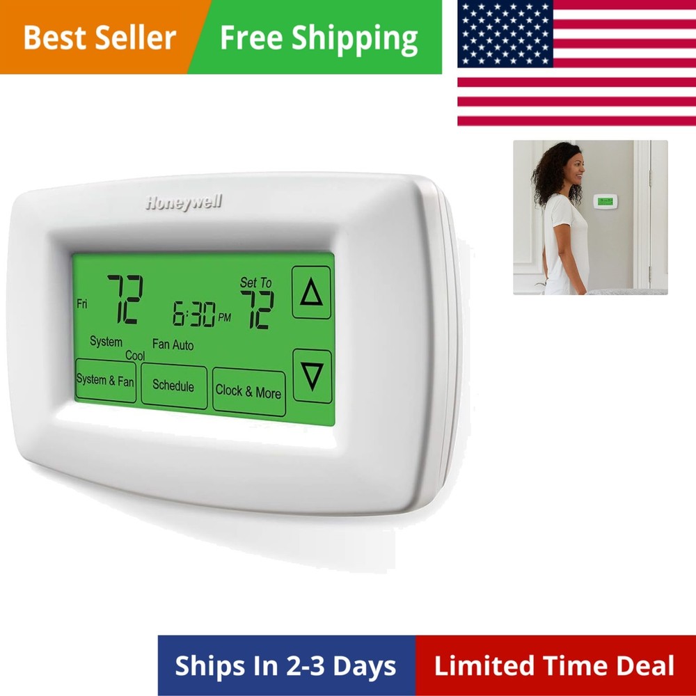 7-Day Programmable Touchscreen Thermostat, White
