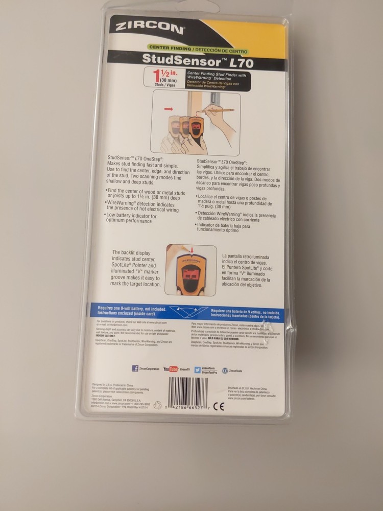 Zircon Center Finding Stud Sensor L70