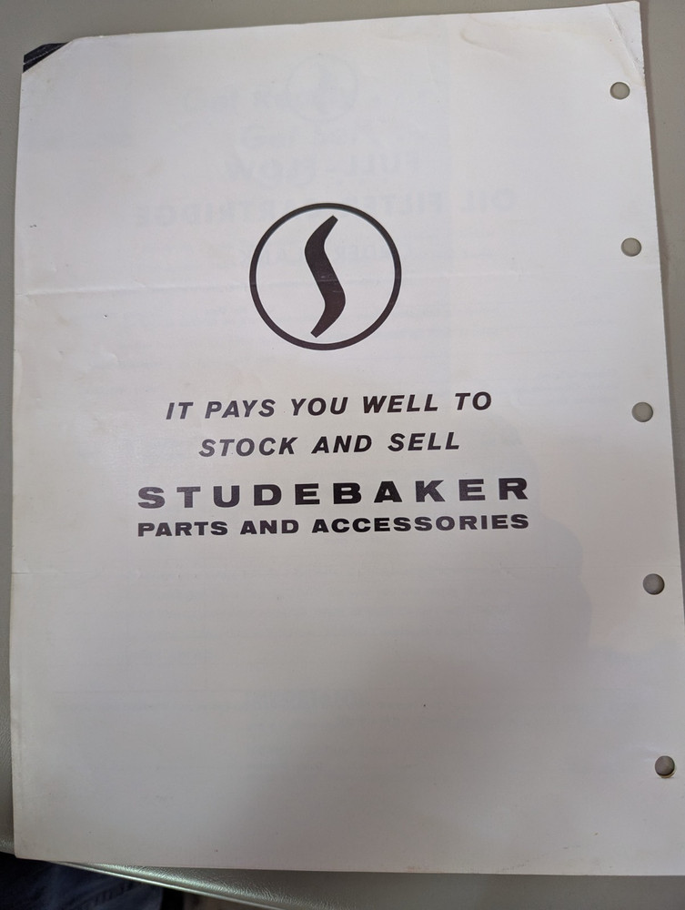 Studebaker Accessories Oil Filter Flyer