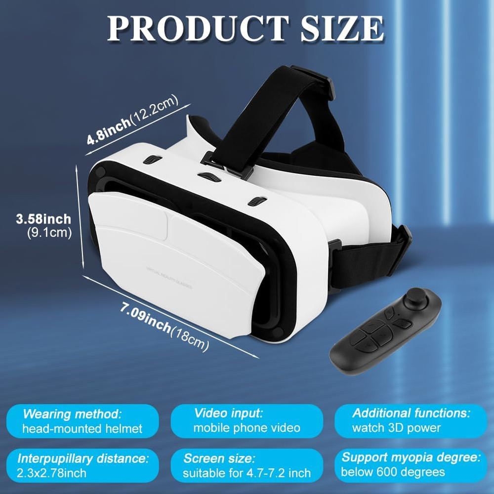 Virtual Reality Goggles, 3D VR Glasses Adjustable VR Virtual Reality Headset wit