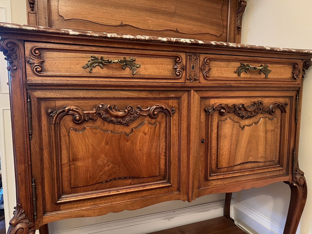 Antique Serving Hutch with Marble Top
