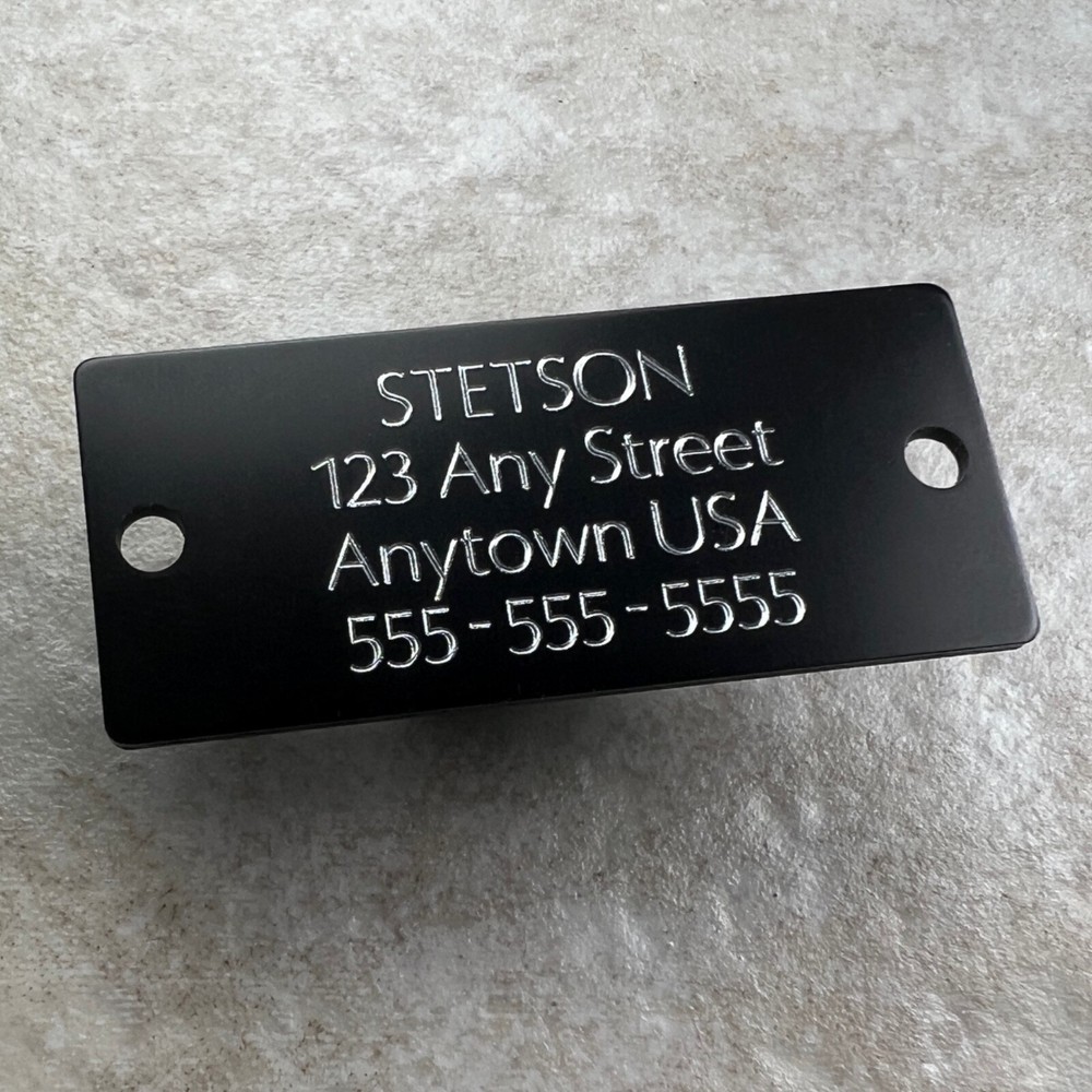 Custom Engraved Tags Personalized NAME PLATE ID Tags Black Gold Nameplate MEDIUM