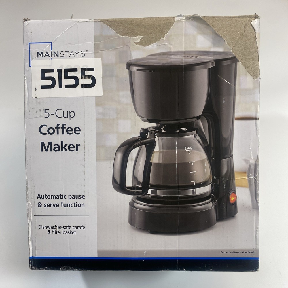 Mainstays Black 5-Cup Drip Coffee Maker Black Used Automatic Serve Pause 511400